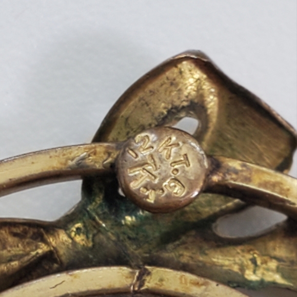 Vintage Tru-Kay 12kt GF Wreath Rhinestone Brooch - Picture 4 of 4